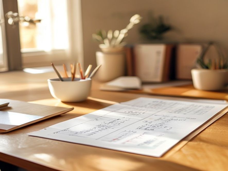 A structured training calendar and progression chart displayed in a light workspace